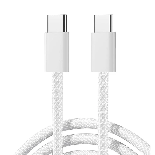 İphone Uyumlu Hasır Yeni Tip Type-c to Type-c Hızlı Şarj Kablosu 60W - S-A45 Jr