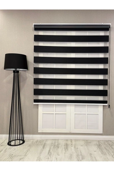 Donatti Zebra Stor Geniş Plise Güneşlik Perde Siyah