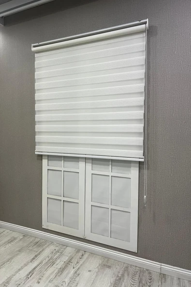 Zebra Stor Perde Dar Plise Güneşlik Perde Beyaz - 3