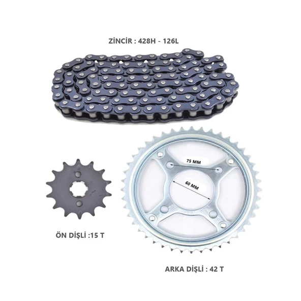 AlgarideHONDA CBF 150 ÖN ARKA DİŞLİ  ve ZİNCİR SET - 4