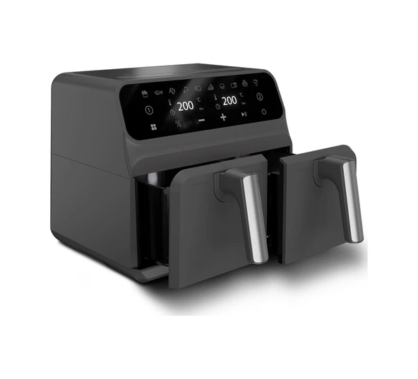 Blaupunkt D7800 Taste Master Çift Hazneli Dokunmatik 4+4 LT Airfryer Fritöz Siyah