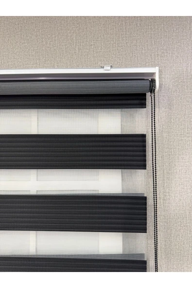 Donatti Zebra Stor Geniş Plise Güneşlik Perde Siyah - 4