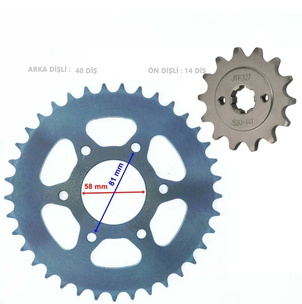 Algaride MOTORSİKLET BAJAJ PULSAR ÖN ARKA DİŞLİ VE ORİNGLİ ZİNCİR SET - 2