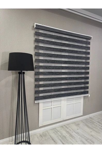 Donatti Bambu Zebra Stor Güneşlik Perde Siyah Gri Kırçıllı - 3