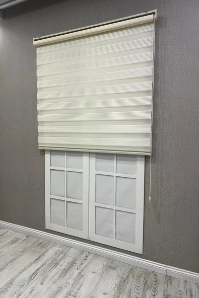 Zebra Stor Perde Dar Plise Güneşlik Perde Krem - 3