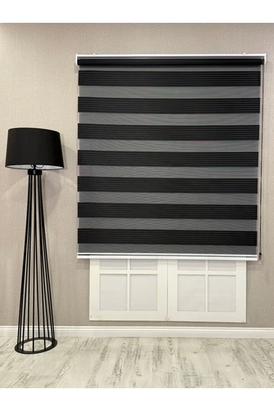 Donatti Zebra Stor Geniş Plise Güneşlik Perde Siyah - 2