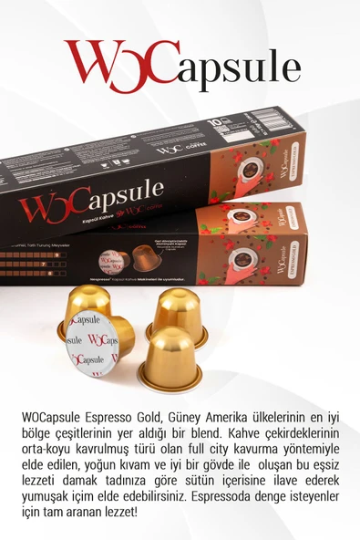 WOC COFFEE Wocapsule Espresso Gold Nespresso Uyumlu Kapsül Kahve 10'lu Kutu - 3
