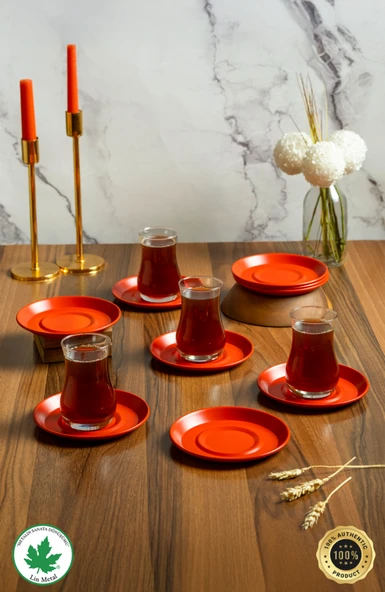 12'li Büyük Boy Metal Çay Tabağı, Kırılmaz, Paslanamz, Bükülmez Metal Çay Tabağı Seti - 10
