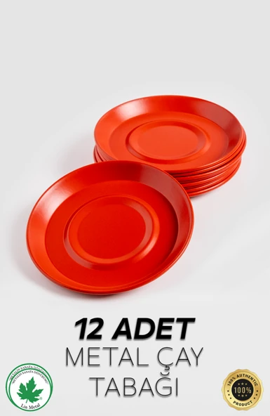 12'li Büyük Boy Metal Çay Tabağı, Kırılmaz, Paslanamz, Bükülmez Metal Çay Tabağı Seti - 7