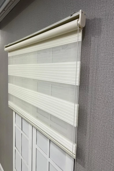Zebra Stor Perde Geniş Plise Güneşlik Perde Krem - 6