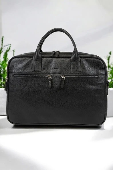 Premium Kalite Hakiki Deri Siyah 14 & 15.6 inç Laptop Evrak Çantası