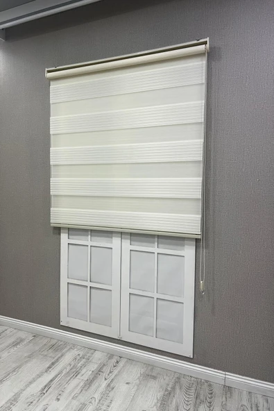Zebra Stor Perde Geniş Plise Güneşlik Perde Krem - 3