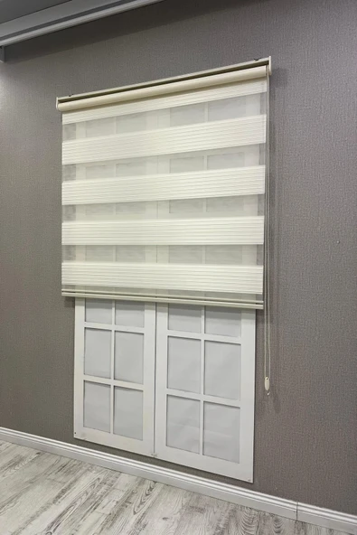 Zebra Stor Perde Geniş Plise Güneşlik Perde Krem - 5