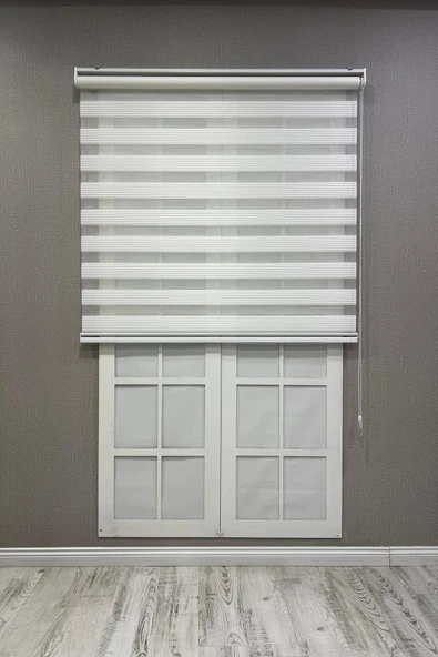 Zebra Stor Perde Dar Plise Güneşlik Perde Beyaz