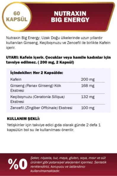 Nutraxin Big Energy - Vitamin Takviyesi 60 Tablet