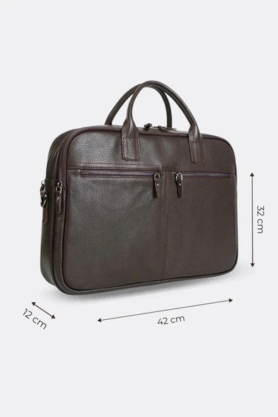 Premium Kalite Hakiki Deri Kahverengi 14 & 15.6 inç Laptop Evrak Çantası - 2