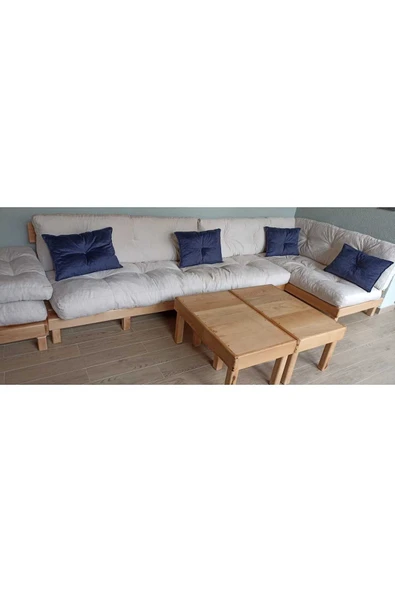Dış Mekan Palet Minderi Seti Takımı Krem 120x80 120x40 Rmskrem - 3