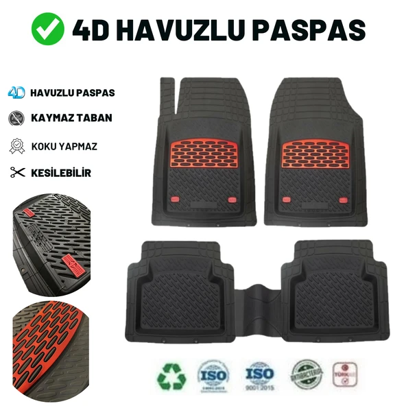 AUDİ A4 B9 SEDAN 2017 4D HAVUZLU ÜNİVERSAL YENİ NESİL PRO PASPAS SİYAH - KIRMIZI - Resim 3