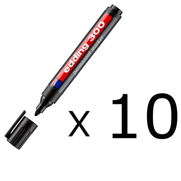 Edding 300 Permanent Marker Kalem Yuvarlak Uçlu 1.5-3 mm Siyah 10 Adet - 2
