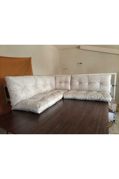 Dış Mekan Palet Minderi Seti Takımı Krem 120x80 120x40 Rmskrem - 2