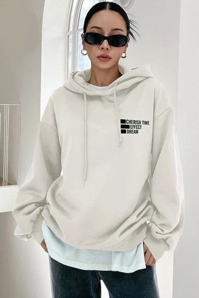 Unisex Cherish Time Baskılı Sweatshirt - Resim 5