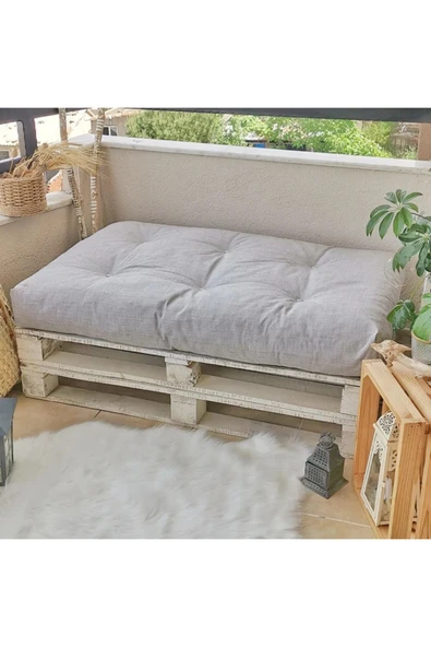Premium Kalite Dolgulu Palet Bahçe Minderi  120x80 Alt Üst Takım