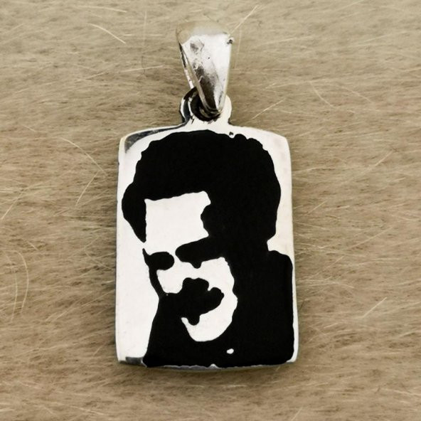 Nazım Hikmet Ran Siületli Kalın Zincirli 925 Ayar Gümüş Kolye 60 CM - 4