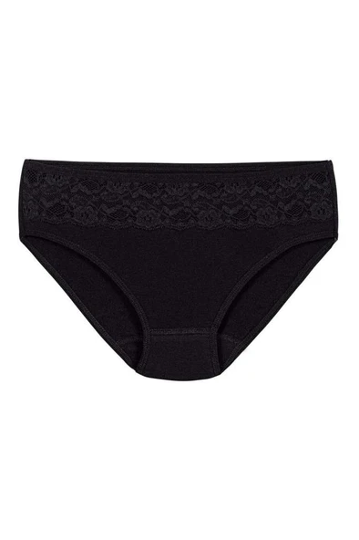 6 Adet Yıldız Bayan Likralı Dantelli Bikini Külot Siyah 3786