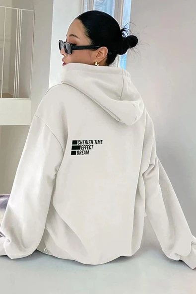 Unisex Cherish Time Baskılı Sweatshirt - Resim 4
