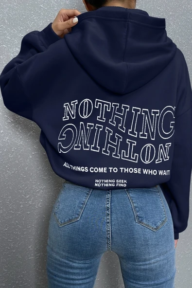 Unisex Nothing Baskılı Sweatshirt - 6