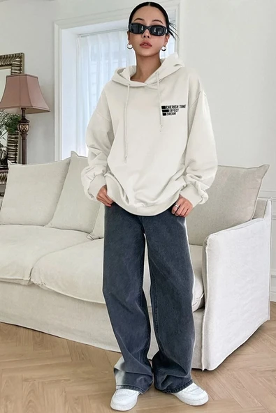 Unisex Cherish Time Baskılı Sweatshirt - Resim 6