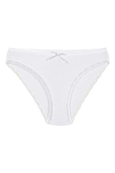 6 Adet Yıldız Bayan Likralı Dantelli Bikini Külot Beyaz 3790