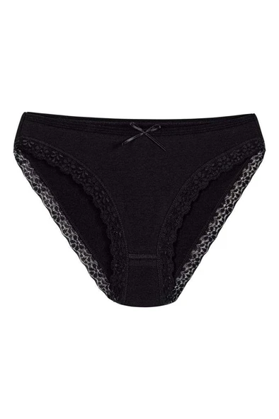 6 Adet Yıldız Bayan Likralı Dantelli Bikini Külot Siyah 3791