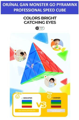 Gan Mg Pyramıinx 3x3 Piramid (PYRAMID) Zeka Küpü - Profesyonel Speed Cube - Sabır Küpü - - 3