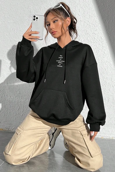 Unisex Oversize The Power Of Baskılı Sweatshirt