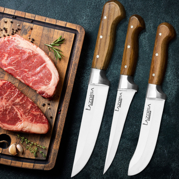 LAZBİSA Mutfak Bıçak Seti Et Kemik Yüzme Sıyırma Kıyma Meyve Sebze Bıçağı (Y-S-2)