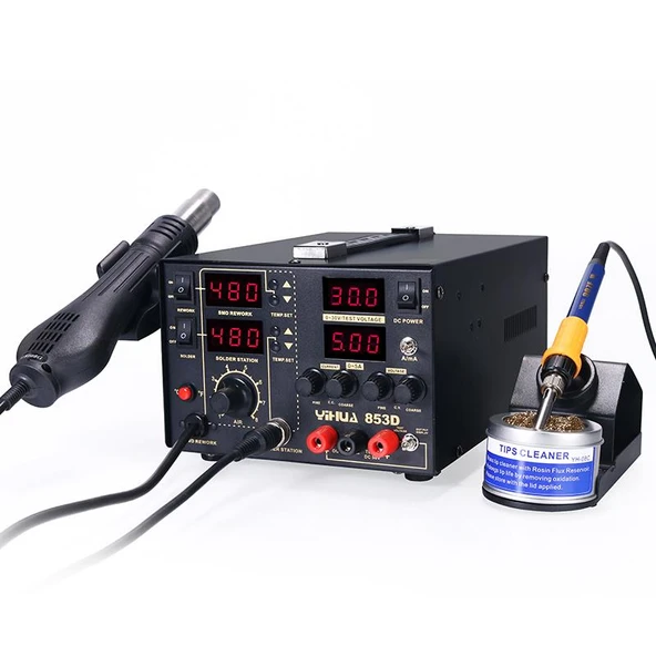 WELLHISE YIHUA 853D 30V 5A Güç Kaynaklı Sıcak Hava Üflemeli Havya İstasyonu - 2