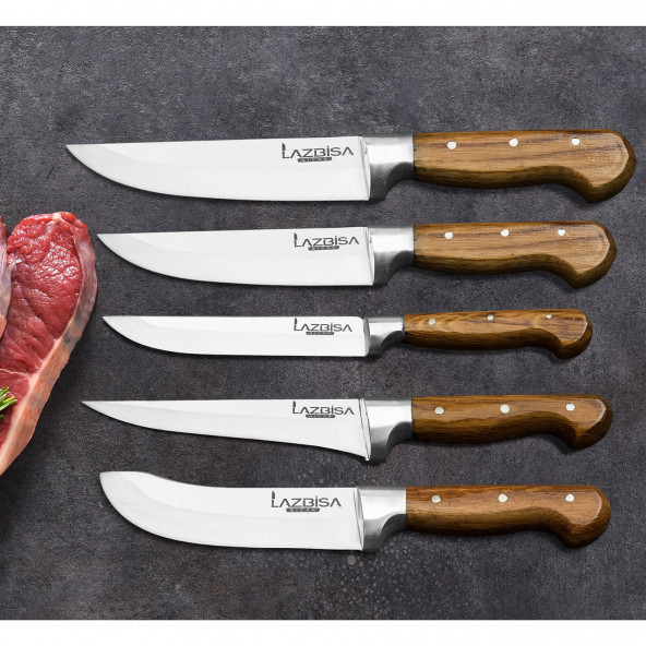 LAZBİSA Mutfak Bıçak Seti Et Kemik Yüzme Sıyırma Kıyma Meyve Sebze Bıçağı (Y-S-0-1-2)