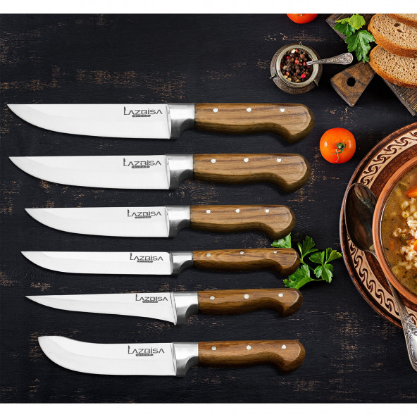 LAZBİSA Mutfak Bıçak Seti Et Kemik Yüzme Sıyırma Kıyma Meyve Sebze Bıçağı (Y-S-0-1-2-3)