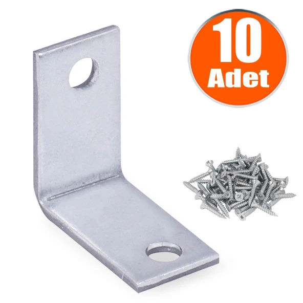 Mobilya Dolap Köşe Bağlantı Sabitleme L Demir Gönye 25x25x15 mm (10 ADET)