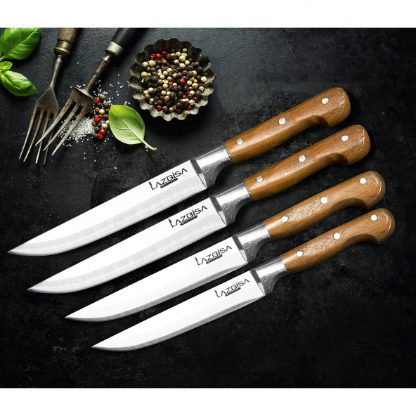 LAZBİSA Mutfak Bıçak Seti Et Meyve Sebze Ekmek Bıçağı 4 Lü Set ( 1-2-3-3 )