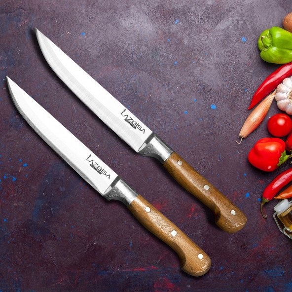 LAZBİSA Mutfak Bıçak Seti Et Meyve Sebze Ekmek Bıçağı 2 Li Set ( 2-3 )