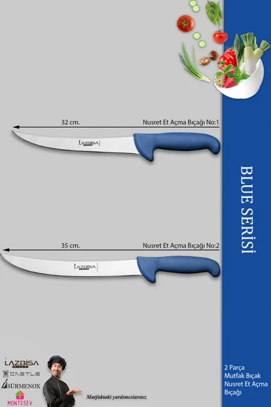 LAZBİSA Blue Serisi Mutfak Bıçak Seti Et Balık Tavuk Açma Bıçağı 2 Li Set ( Mft-896) - 2