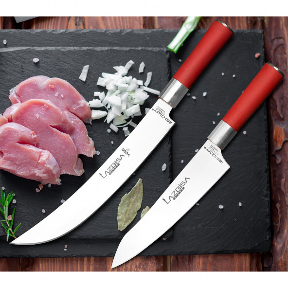 LAZBİSA Mutfak Bıçak Seti Et Kıyma Balık Sebze Meyve Şef Bıçak Vodo Santaku 2Li Set