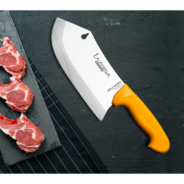 LAZBİSA Mutfak Bıçak Seti Et Kemik Satır Kıyma Gold Serisi