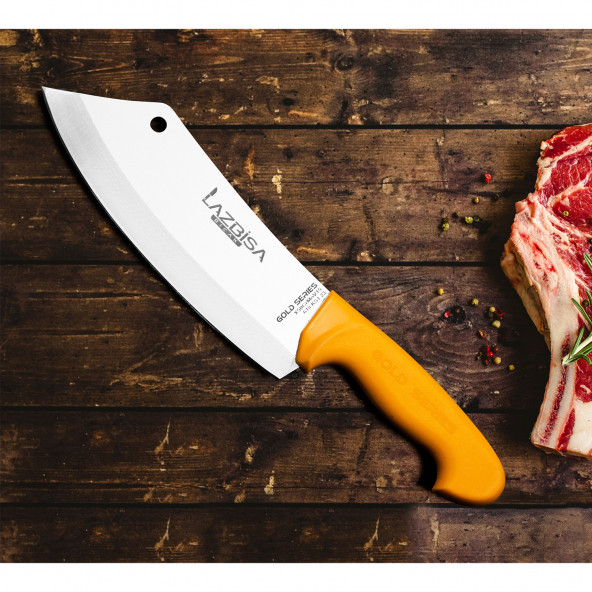 LAZBİSA Mutfak Bıçak Seti Et Kemik Satır Kıyma Gold Seri