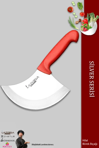 LAZBİSA Silver Serisi Mutfak Bıçak Hilal Börek Bıçağı Pizza Pide Bıçağı Günlük Kullanım ( Mft-243 )