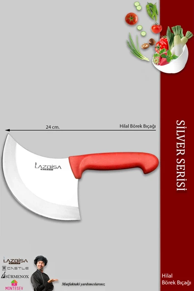 LAZBİSA Silver Serisi Mutfak Bıçak Hilal Börek Bıçağı Pizza Pide Bıçağı Günlük Kullanım ( Mft-243 ) - 2