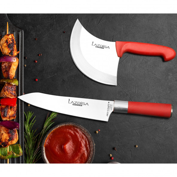 LAZBİSA Mutfak Bıçak Seti Et Sebze Börek Pizza Soğan Satırı Şef Bıçak Santaku 2Li Set