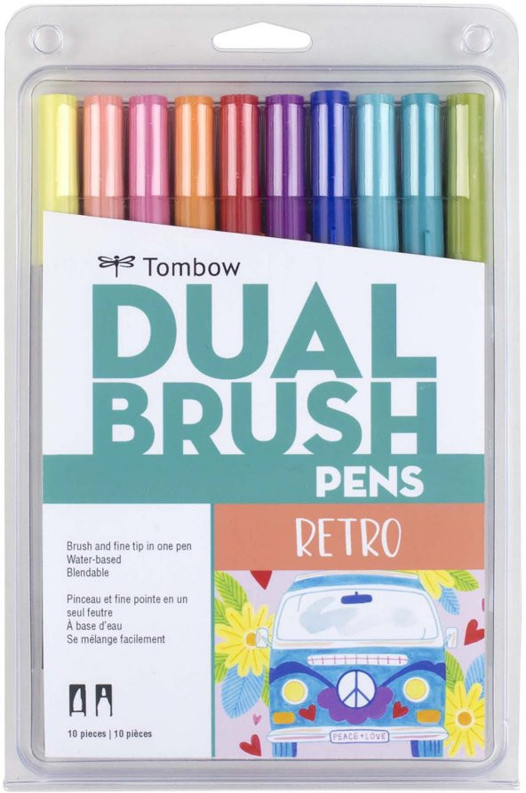 Tombow AB-T Grafik Fırça Uçlu  Kalem Seti ( Retro Renkler ) 10 Renk
